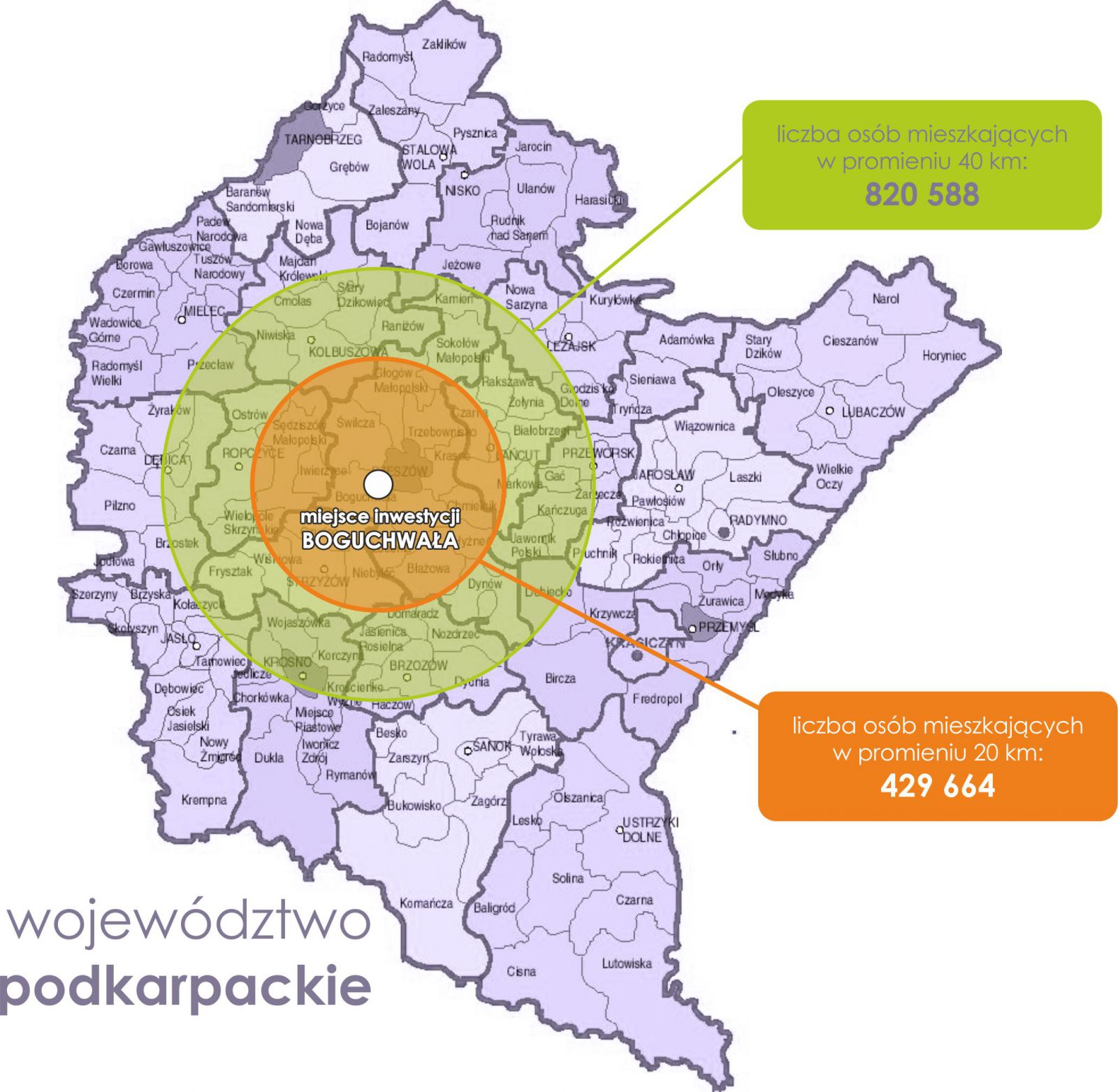 Mapa województwa podkarpackiego